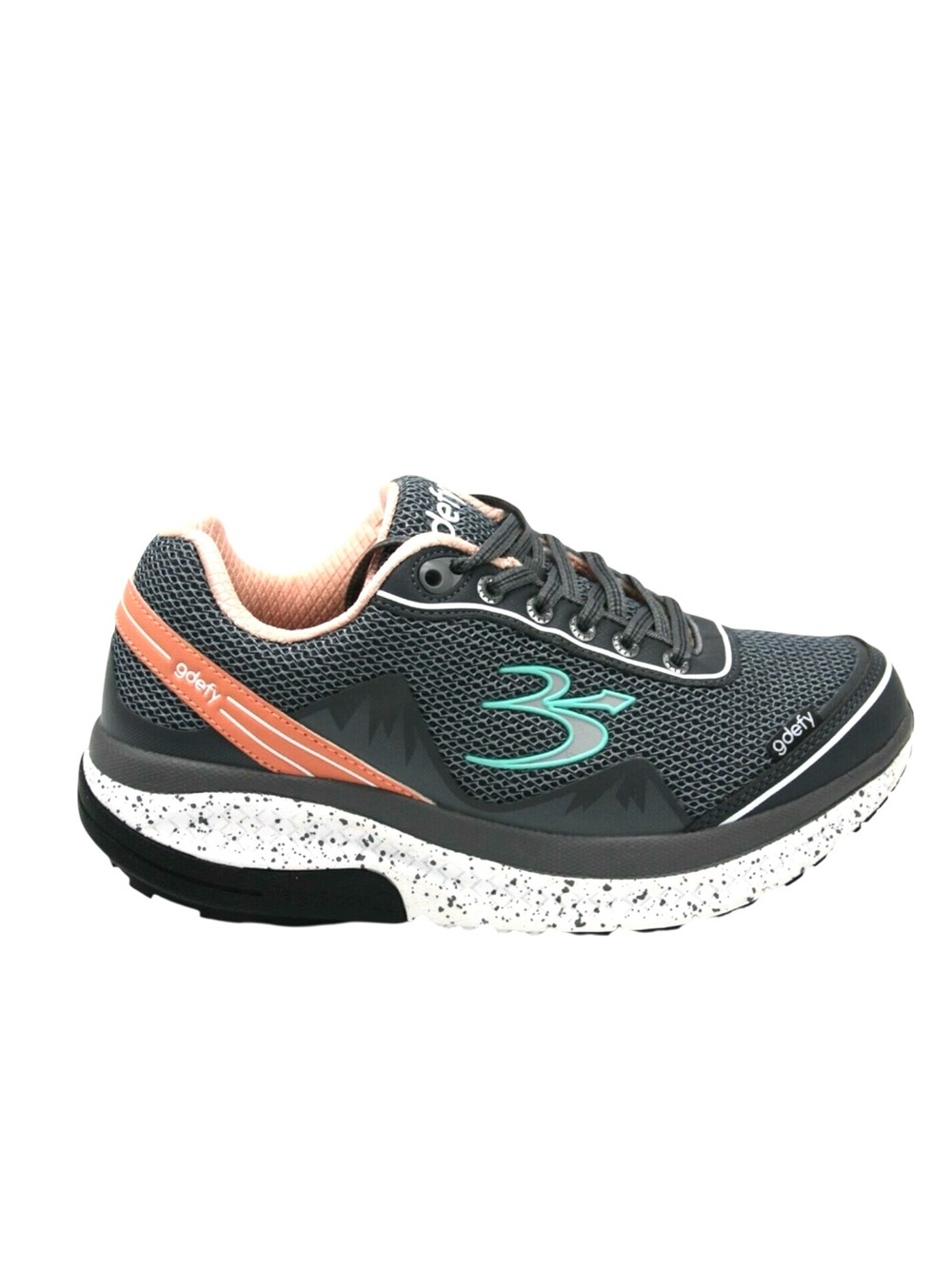 GDEFY Gravity Defyer Mighty Walk Women's Shoes Size 9.5 Gray/Salmon TB9024FGP